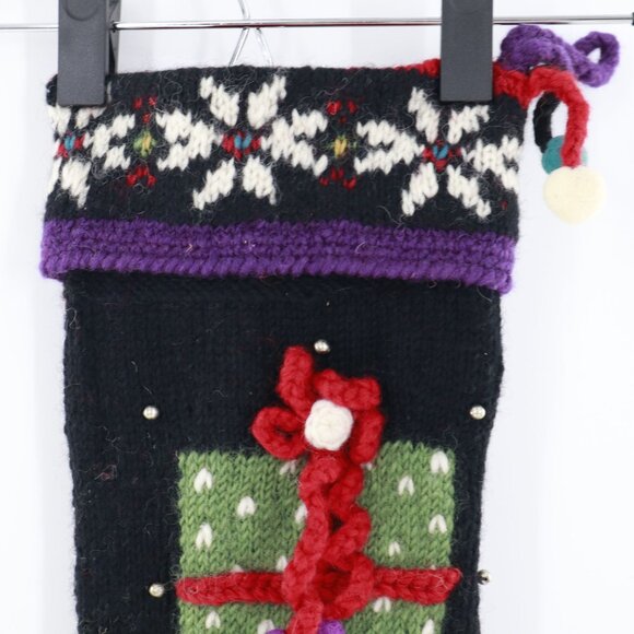 Handmade Wool Christmas Stocking Fair Colorful Isle Present Snowflake Santa - Picture 6 of 15